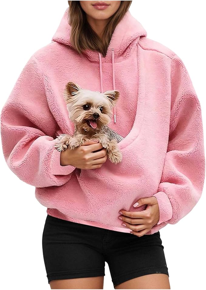 LBECLEY Hoodie with Dog Pouch Oversized Pet Hoodies Carrier Large Pocket Hooded Sweatshirt for Puppy Kitten Dogs Holder