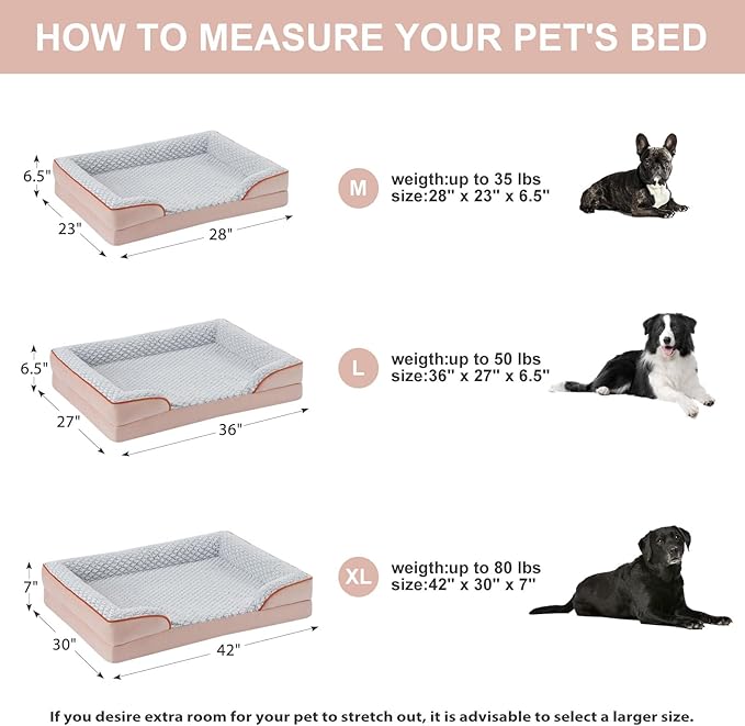LEXTRO Orthopedic Dog Bed for Large Dogs, Egg Crate Foam Bed for Large Dogs, Equipped with Removable Waterproof Pillow Cover and Anti-Slip Bottom, Pet Bed