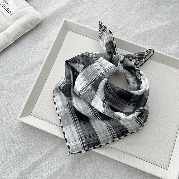 Pemilosci Double Layers Two Tones Dog Cotton Square Bandana Bibs Scarf Kerchief for Small Medium Dogs Boy or Girl - DCB05 B&G