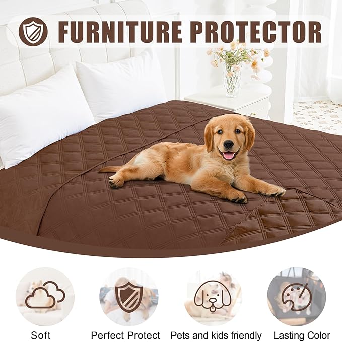 Smiry Waterproof Dog Bed Cover Blanket 30x53, Soft Reversible Pet Blanket, Washable Leakproof Cats Dogs Couch Cover for Sofa, Couch, Furniture, Lattice, Brown/Brown