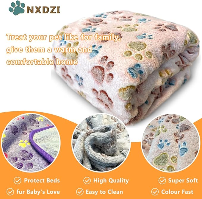 Dog Blankets for Large Dogs, 1 Pc Dog Blanket Washable, Soft Fluffy Flannel Pet Blanket Mat Cover for Bed Couch, Cute Print Puppy Blanket 60" x 50"