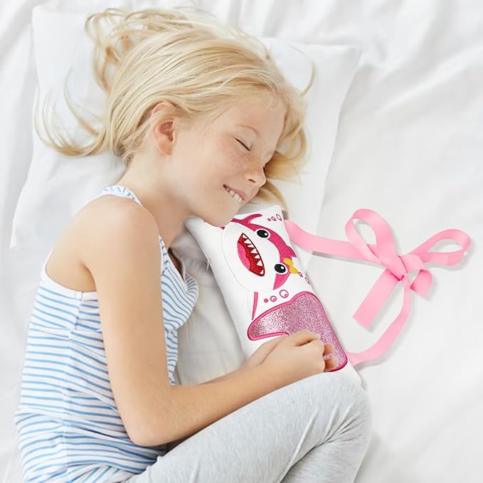 Malihome Tooth Fairy Pillow with Pocket for Girls and Boys Kids Tooth Pillow Toothfairy Gifts Tooth Keepsake Pouch 8.6 x 4.8 inches (Pink)