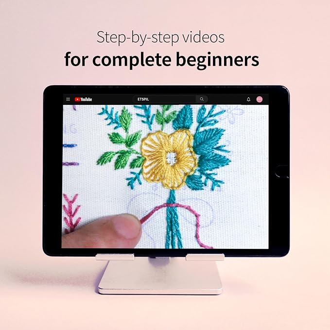 ETSPIL 3 Pack Embroidery Kit for Beginners and Adults,Learn 33 Stitches with DIY Stamped Flower Patterns – Includes Hoop, Color Threads, Tools, and Step-by-Step Instructions with Video Tutorials