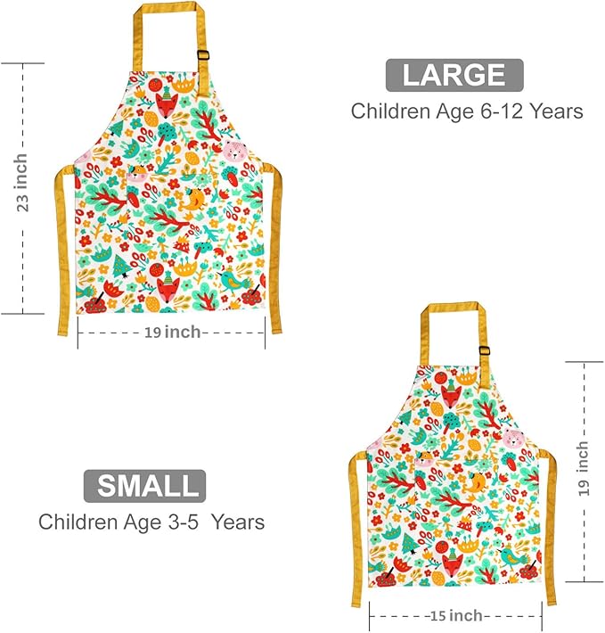 Jennice House Kids Aprons, Cotton Children Aprons with Adjustable Neck Strap Child Chef Aprons