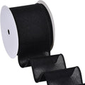Ribest Black Linen Wired Ribbon, 2.5 Inch × 10 Yard, Burlap Halloween Ribbon for Wreaths Bows Making Crafts Christmas Tree Decoration Gift Wrapping