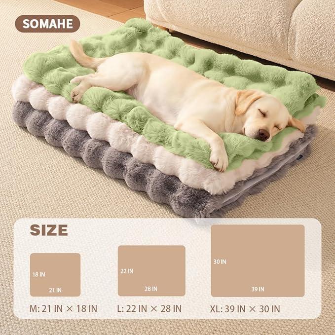 Dog Blanket Ultra Soft Fuzzy Faux Fur Cat Blankets for Indoor Cats Ultra Soft Plush Faux Fur Machine Washable Reversible Pet Throw Protector for Couch Furniture Large 39"X 30" Fruit Green