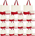 Sanwuta Canvas Tote Bags Bulk with Zipper Cosmetic Pouch 18.5" Reusable Cotton Shopping Bag with Handle for DIY Craft