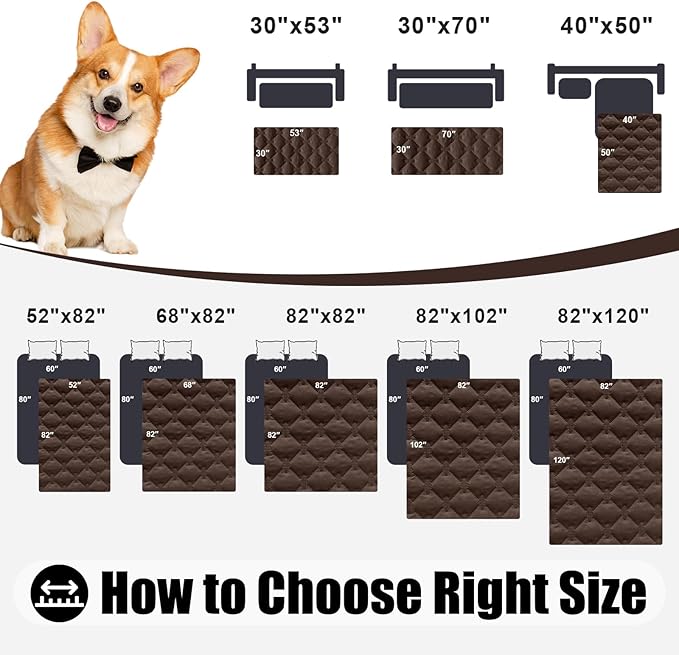 Smiry Waterproof Dog Bed Cover Blanket, Soft Reversible Pet Blanket, Washable Leakproof Cats Dogs Couch Cover for Sofa, Couch, Furniture, Plaid (40x50 Inch, Chocolate/Dark Grey)