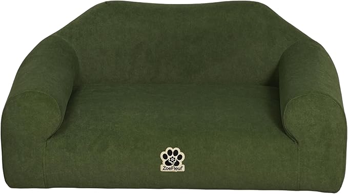 ZoeFleur Pet Sofa Bed, Orthopedic Washable Dog Bed for Small Medium Dogs and Cats, Modern Plush Pet Furniture with Removable Cover(Green)
