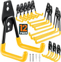 HUPBIPY 12 Pack Garage Hooks Heavy Duty Utility Steel with Anti-Slip Coating Wall Mount Storage Organizer for Hanging Power and Garden Tools, Ladders, Hose, Bikes, Ropes, Bulk Items, and More