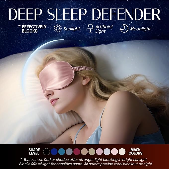 OLESILK Silk Sleep Mask Eye Mask Blindfold with Double Layer Silk Filling and Elastic Strap for Full Night's Sleep, Travel and Nap, Soft Eye Cover Eyeshade with Luxury Bag and Ear Plugs, Red