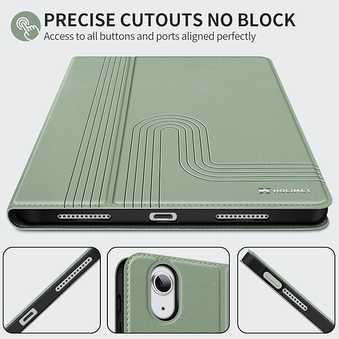 H HOLIMET Case for iPad Air 11 inch M3 2025 2024/iPad Air 5th Generation 2022/iPad Air 4th Generation 2020 10.9 Inch with Pencil Holder Shockproof Protective Cover for iPad Air 6/5/4 Vegan Leather