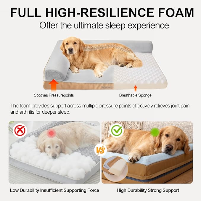 Heated Dog Bed Large Sized Dog, Heated Pet Bed for Large Dogs, Waterproof Couch Memory Foam Dog Sofa Bed with Pet Heating Pad - 35x27.95x6.3in