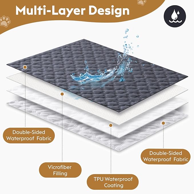 FunFurry Waterproof Dog Blanket, Couch Cover for Dogs Washable, Reversible Dog Bed Cover, Couch Furniture Protector. (Dark＆Light Grey, 82 X 120 Inch - 1 Pack)