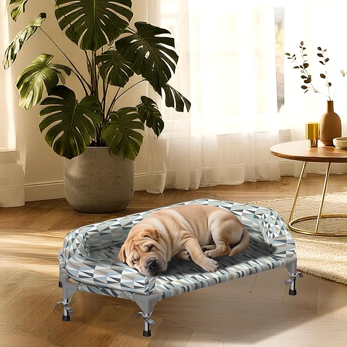 Pyowmgd Orthopedic Dog Bed - Beds Bolster,Cooling Elevated Dog Beds with Metal Frame,Raised Dogs Bed,Easy to Assemble,Up to 80 lbs,Medium