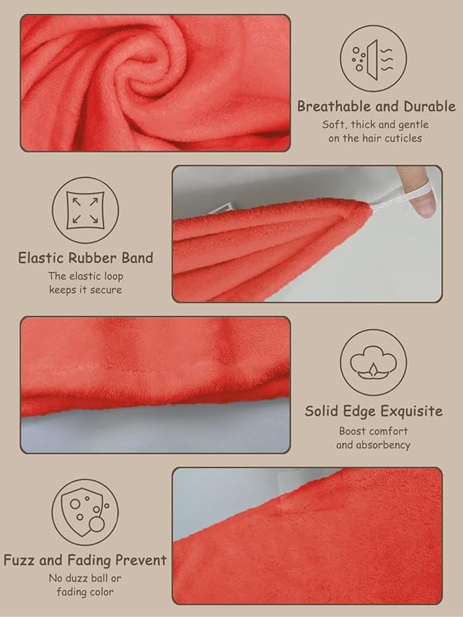 YHPDYL 3 Pack Microfiber Hair Towel Wrap for Women, Fast Drying Hair Turban with Button, Anti-Frizz Large Hair Towel for All Hair Styles, Soft & Absorbent Hair Drying Towel(Red,Bule,Purple)
