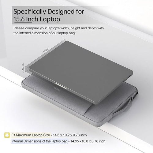 15.6-16 Inch Laptop Sleeve Case for Dell 16 Plus/HP Omnibook 16/Pavilion Envy/Lenovo ThinkPad IdeaPad Computer Bag, Light Grey