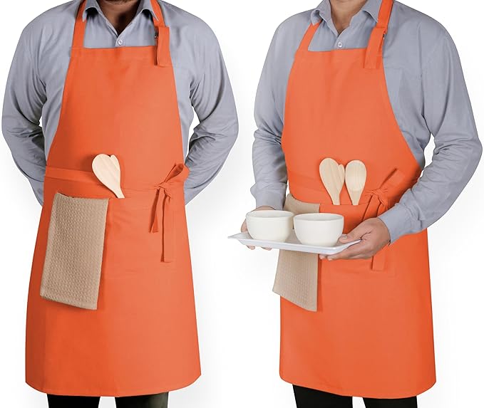 Native Fab Kitchen Apron 2 Pack - 100% Cotton Adjustable, Durable Apron with Pockets, Perfect for Cooking, Baking, Grilling