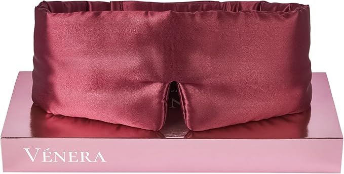 Vénera Silk Eye Mask - 100% Pure Mulberry 22 Momme Silk Sleep Mask, Adjustable Sleep Mask for Women and Men (Adjustable, Cloud Burgundy)