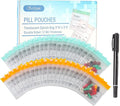 Serfeymi 48 Pcs Pill Pouch Bags for Travel Reusable Plastic Bags 3x3 Inch 12 mil (Double Sided) Translucent Zippered Pill Pouches for Medicine with Slide Lock & Writable Label, 1Pc Marker-Green+Yellow