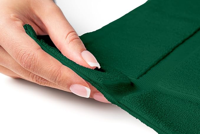 Ample Decor 100% Cotton Bath Mats 24 x 17 Inches, Quick Dry, 1350 GSM Banded Border Shower Bathroom Floor Mat, Not Bathroom Rug - Green, 2 Pack