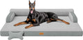 CWAWZ XXL Orthopedic Dog Bed, Big Dog Bed for Large Dogs, Dual-Sided Pet Cooling Beds with Memory Foam Washable Cover Nonslip Bottom, Waterproof Pet Couch with Bolsters, Light Grey