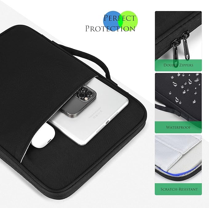 9.7-11 Inch Tablet Sleeve Case Compatible with 11" Samsung Galaxy Tab S9 S8 S7/ Samsung Galaxy Tab A7 S6 A 10.4 10.1 Tablet Bag,iPad 11th/iPad Pro M5 M4/Air 11 M2 M3 2025 2024 Carrying Bag(Black)