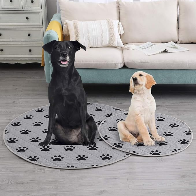 SPXTEX Dog Crate Pads Dog Pee Pads Rugs Washable Dog Pads, Non Slip Puppy Pee Pads for Small Dogs, Waterproof Pet Pad Rug, Dog Whelping Training Pads for Dogs, 2 Pieces, 40" Round