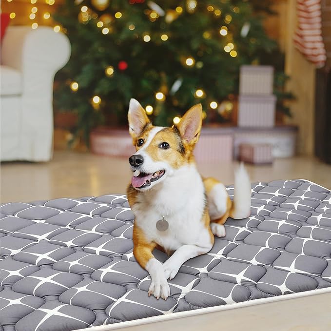 Bubble bear Dog Crate Mat - Ultra Soft, Washable & Anti-Slip Kennel Pad for Small/Medium/Large Dogs, Dark-Hued to Hide Stains (48"x30")