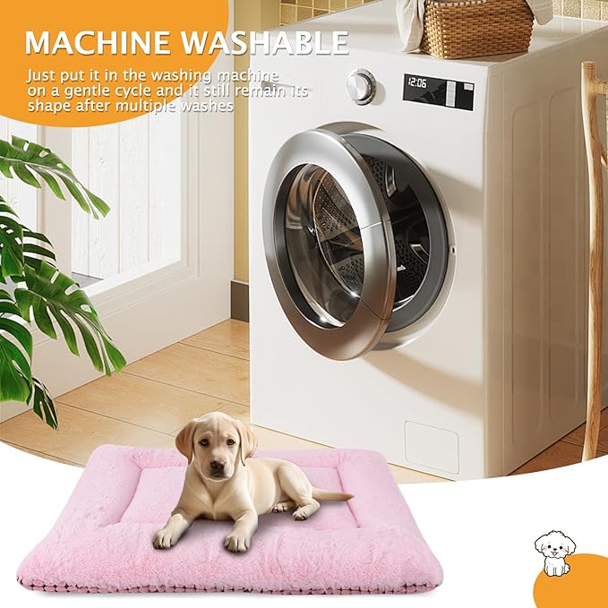 Vetasac Reversible Dog Bed Mat with Plush and Corn Velvet,Soft Warm Pet Cushion, Dual Purpose Washable Sleeping Mattress Bed for Small Medium Large Dog and Cat XB004 (48"*30", Pink)