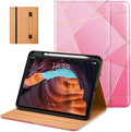 DTTO for iPad (A16) 11th Generation Case 11 Inch 2025, iPad 10th Generation Case 10.9 Inch 2022, Premium Leather Business Folio Stand Cover with Pencil Holder - Auto Wake/Sleep, Abstract Polygons