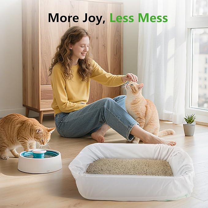 40 Count Cat litter Box Liners, 36" x 16" Large Extra Durable Heavy Duty Litter Pan Liner Bags with Drawstring Pre-Separated for Pet Kitty Litter Box Tray (Unscented)