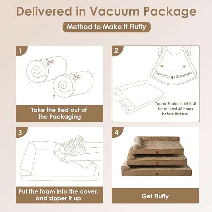 EHEYCIGA XL Dog Bed Memory Foam for Crate, Extra Large Dog Bed Orthopedic with Washable Removable Cover, Waterproof Pet Sofa Couch XLarge Size Dogs, 41x27x6.5, Camel