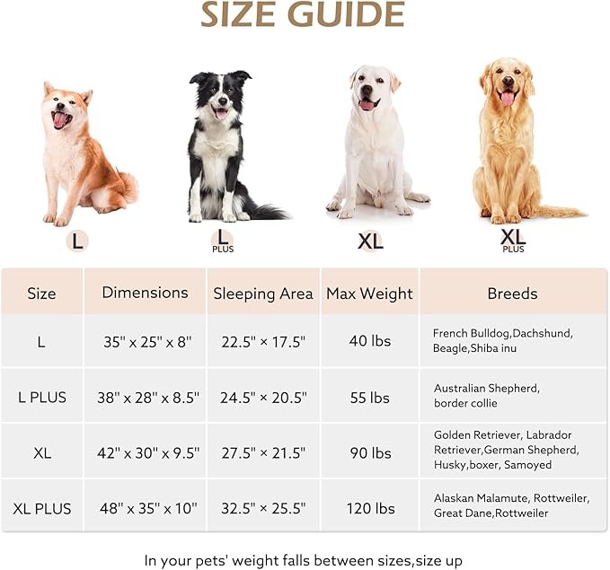 JOEJOY XL Orthopedic Dog Beds Large Sized Dog, Extra Thick Supportive Big Dogs Couch Bed with Sides, Ultra Soft Pet Bed Sofa for Large Dogs, Brown, 38''x28''