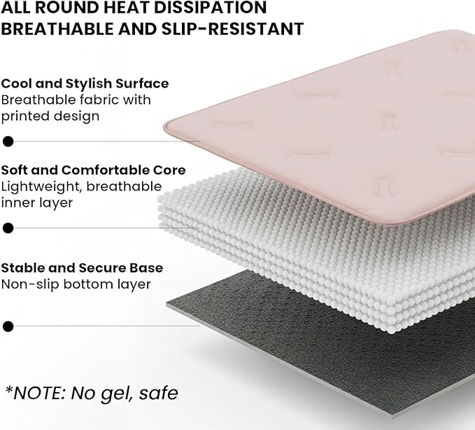Dormora Cooling Pet Mat – 35x23 Dog or Cat Cool & Comfy, Soft Breathable Self-Cooling Pad, Pet-Safe, Durable, Perfect for Hot Weather, Naps, Crates, Cars, Couch, Washable & Easy to Take Anywhere, Pink
