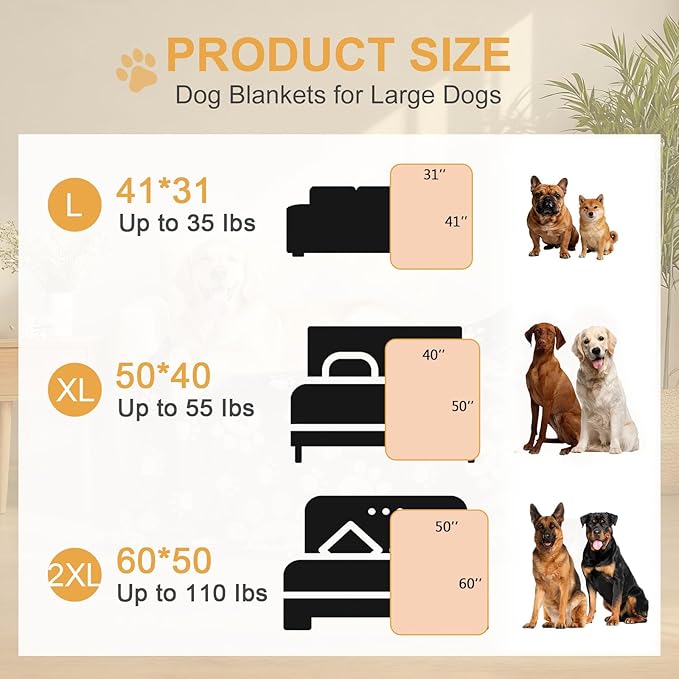 Gowyeg Dog Blanket, Soft Fleece Dog Blankets for Medium Large Dogs, Fluffy Flannel Pet Cat Puppy Blanket Cover for Bed Couch, Cute Paw Print Throw Blanket for Dogs,Brown, 50"X40"