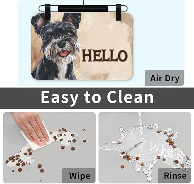Schnauzer Food Mat for Floors Waterproof,Quick Dry Anti-Slip Dog Bowl Mats for Food and Water,Pet Feeding Mats,Pet Placemat for Messy Drinkers to Protect Floors,Pets Supplies 17.72×11.81in