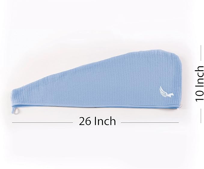 SELARUS 100% Turkish Cotton Hair Towel Wrap for Women,Non Microfiber,400-GSM(Grams per Square Metre),AntiFrizz,Hair Plop Waffle Towels for Curly,Long&Thick Hairs,Turban Head Wrap,1Pack10x26inc