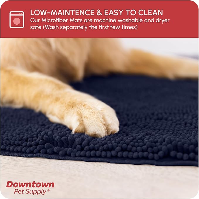 My Doggy Place Dog Mud Mat, 36" x 26" Navy Blue – Thick Microfiber Entry Rug for Snow, Mud & Salt – Absorbent, Quick-Dry, Washer-Safe & Non-Slip, Large