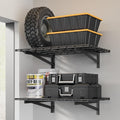 Jusgym 2 Pack Heavy Duty Garage Wall Shelving Set (2x3ft), Wall Mounted Garage Shelves 700lbs Capacity, 24"x72" Wall Shelf Storage Rack Floating Shelves, Black
