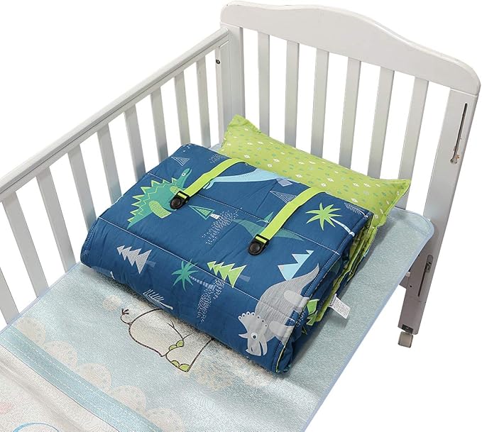 Hi Sprout Toddlers Nap Mat with Removable Pillow and Soft Blanket, Lightweight Daycare Preschool Kindergarten Sleeping Bag, Travel Slumber for Kids Girls Boys