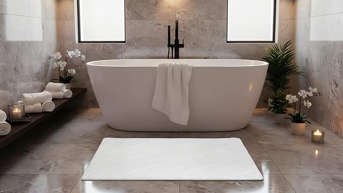 C23 Luxury 2200 GSM Heavyweight Bath Mat | 100% Tufted Cotton | 20"x32" White | Thick & Plush Bathroom Rug | Ultra-Absorbent, Quick Dry, Anti-Slip Natural Latex Back, Machine Washable, 1 Piece