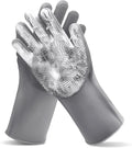 Maiiu Pet Grooming Gloves—Heat Resistant Dog Washing Gloves with High-Density Teeth, Dog Bath Scrubber with Enhanced Five Finger Design, Silicone Gloves for Dogs and Cats Bathing, Massage (Gray)