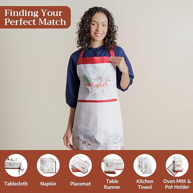 Maison d' Hermine 100% Cotton Apron for women with Pocket Kitchen Chef Apron for Men Cooking Gardening Server Waitress