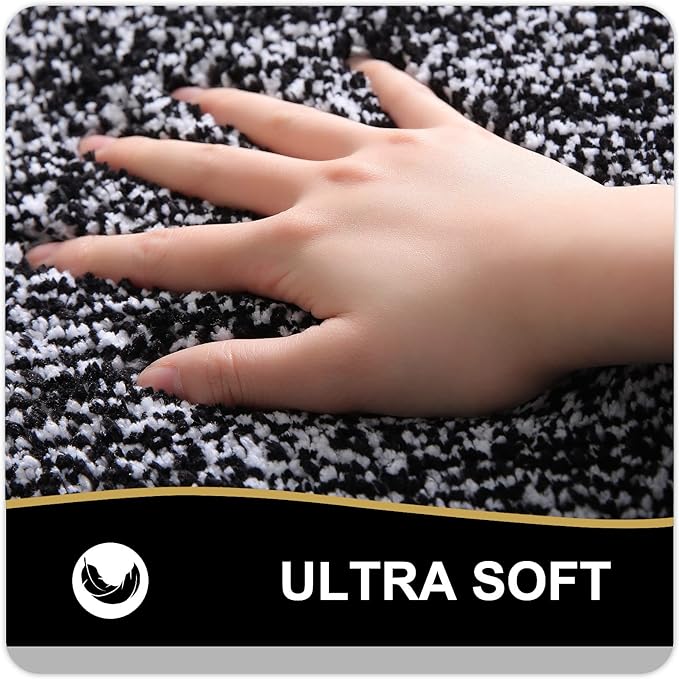 OLANLY Bathroom Rugs 24x16, Extra Soft and Absorbent Microfiber Bath Mat, Non-Slip, Machine Washable, Quick Dry Shaggy Bath Carpet, Suitable for Bathroom Floor, Tub, Shower (Small, Black)