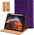 DTTO for iPad (A16) 11th Generation Case 11 Inch 2025, iPad 10th Generation Case 10.9 Inch 2022, Premium Leather Business Folio Stand Cover with Pencil Holder - Auto Wake/Sleep, Dark Purple