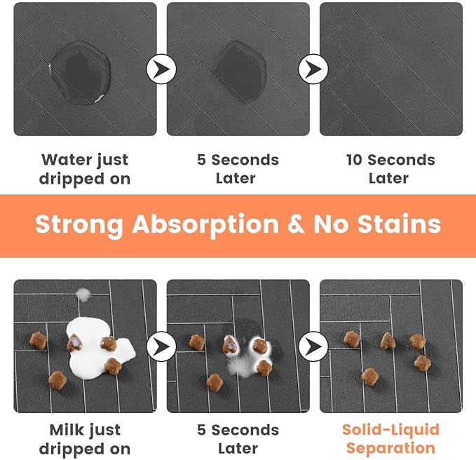 Pet Feeding Mat-Absorbent Pet Placemat for Food and Water Bowl, with Waterproof Rubber Backing, Quick Dry Water Dispenser Mat for Dog and Cat (20"x12", Christmas)