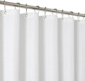 THAIGEE 2-in-1 Waterproof Fabric Shower Curtain - No Separate Liner Needed, Hotel-Style Waffle Weave, Effortless Cleaning & Washable Bathroom Shower Curtain Set,72Wx78H,White