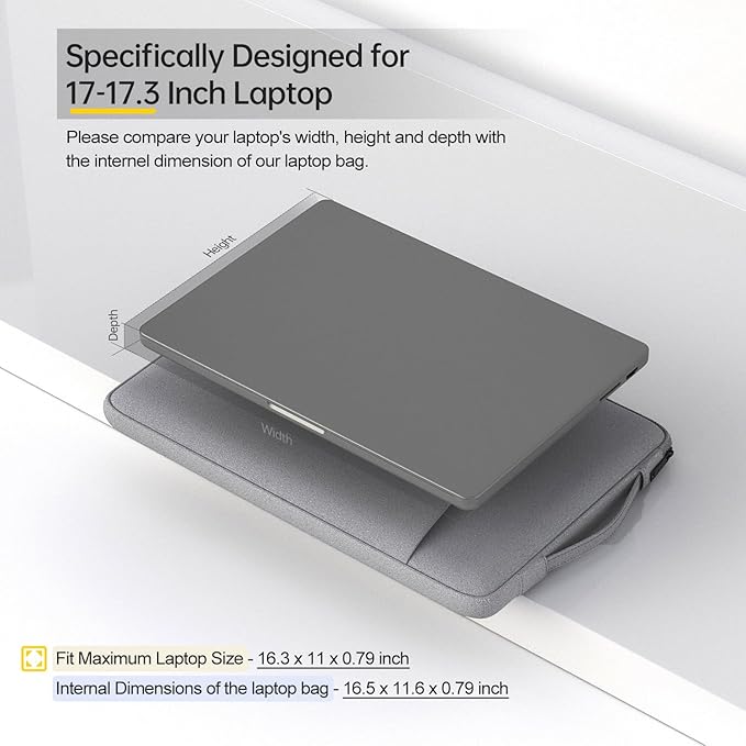 17.3 Inch Laptop Case Bag for HP 17.3 / Envy 17 17t/ Pavilion 17, Acer Nitro 5, Lenovo IdeaPad 3 17, ASUS VivoBook Pro 17 Carrying Protective Case(Light Grey)