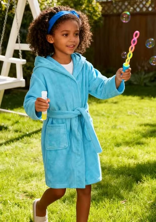 Fraprasty Boys Girls Hooded Robe Soft Touch Robe Kids Terry Cloth Cotton Spa Bathrobe Sleepwear 2-14 Years